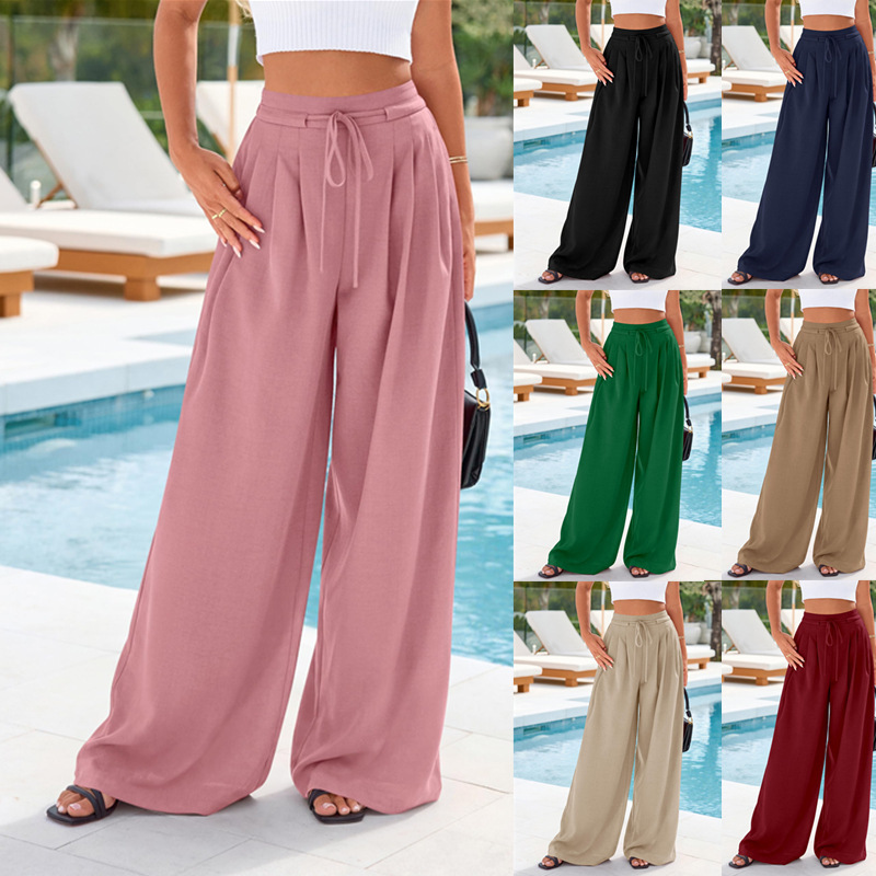 Palazzo Pant Wide - Pantaloni Palazzo da Donna a Vita