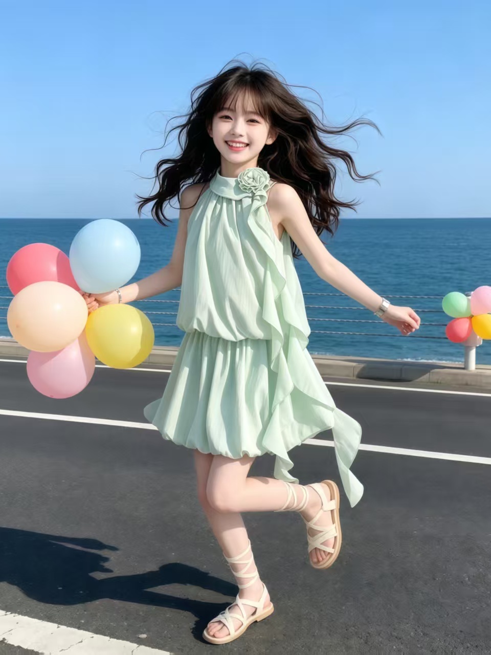 Summer Clothing For Girls - Set di camicetta e gonna verde