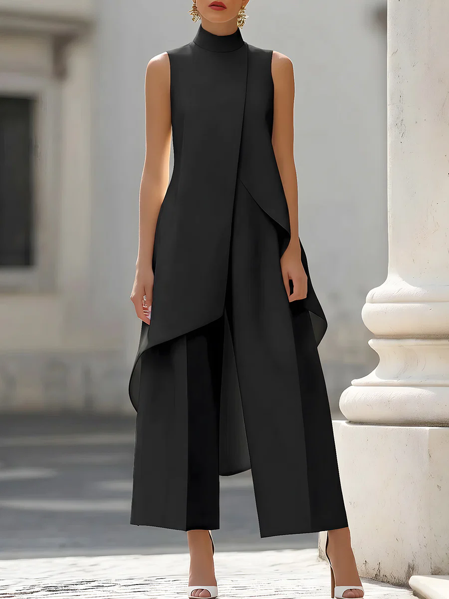 Palazzo Pant Wide - Tuta senza maniche con collo alto