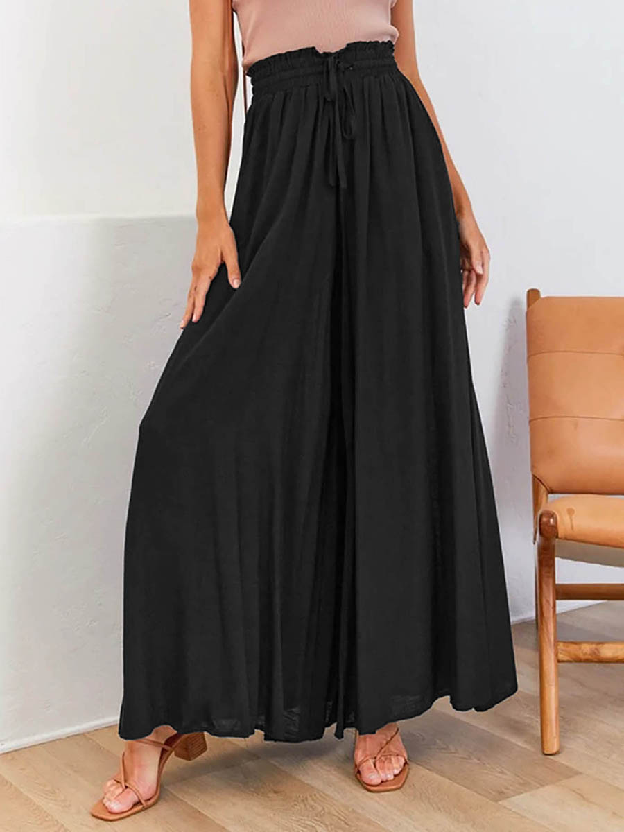 Palazzo Pant Wide - Pantaloni da Donna a Vita Alta