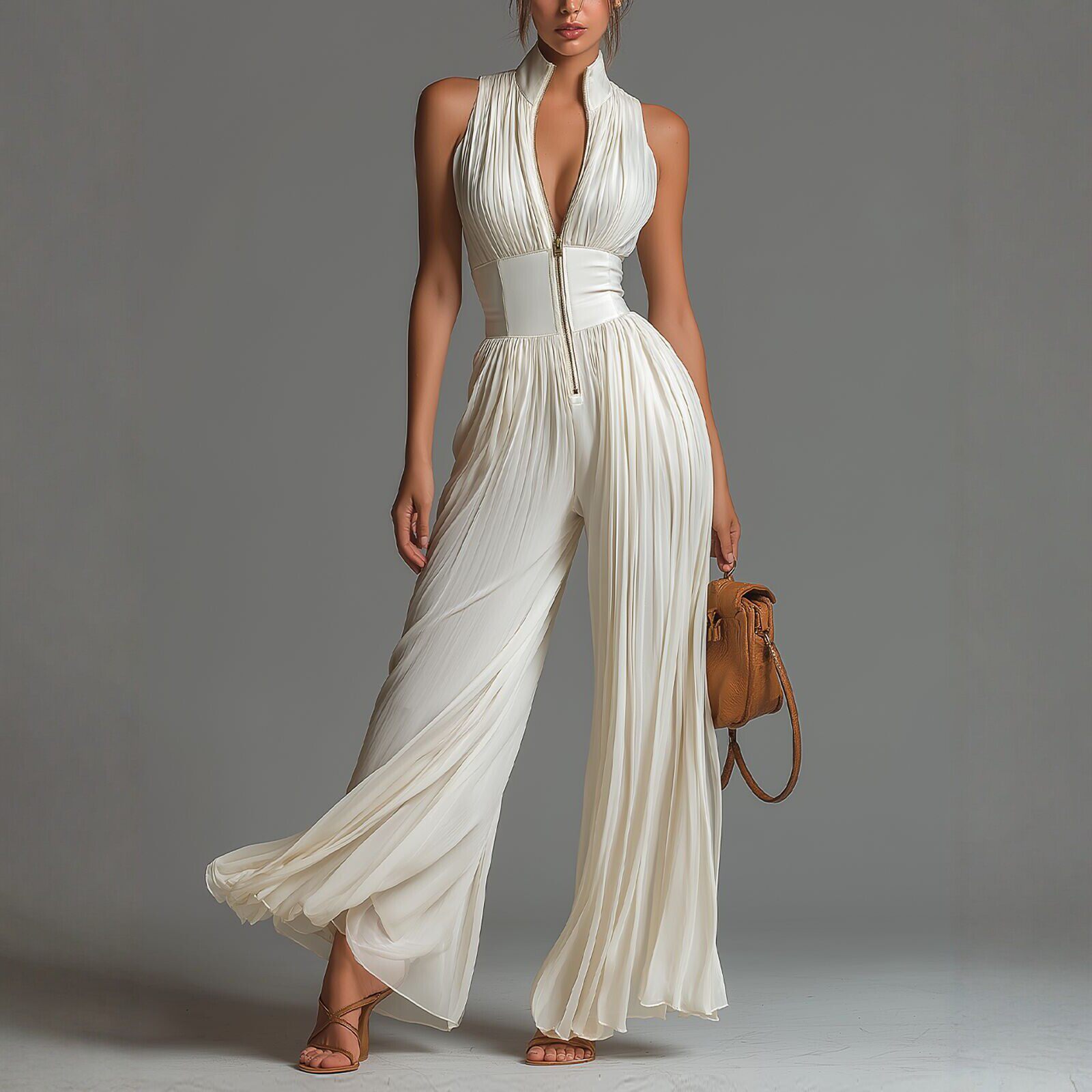 Tuta da donna in chiffon pliss - Palazzo Pant Wide recensione e prezzo